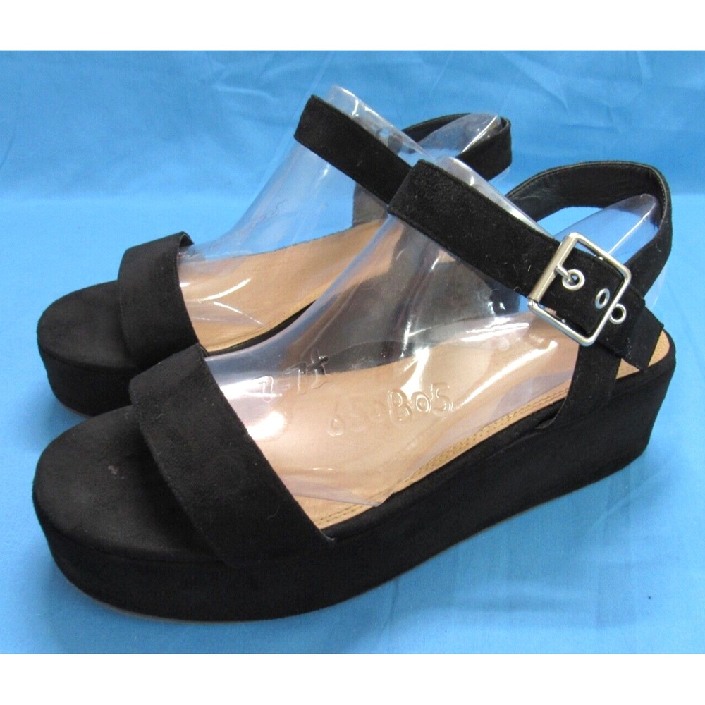 ASOS SHOES Tallie BLACK Faux Suede Ankle Strap PLATFORM WEDGE Sandals UK-8 US-10